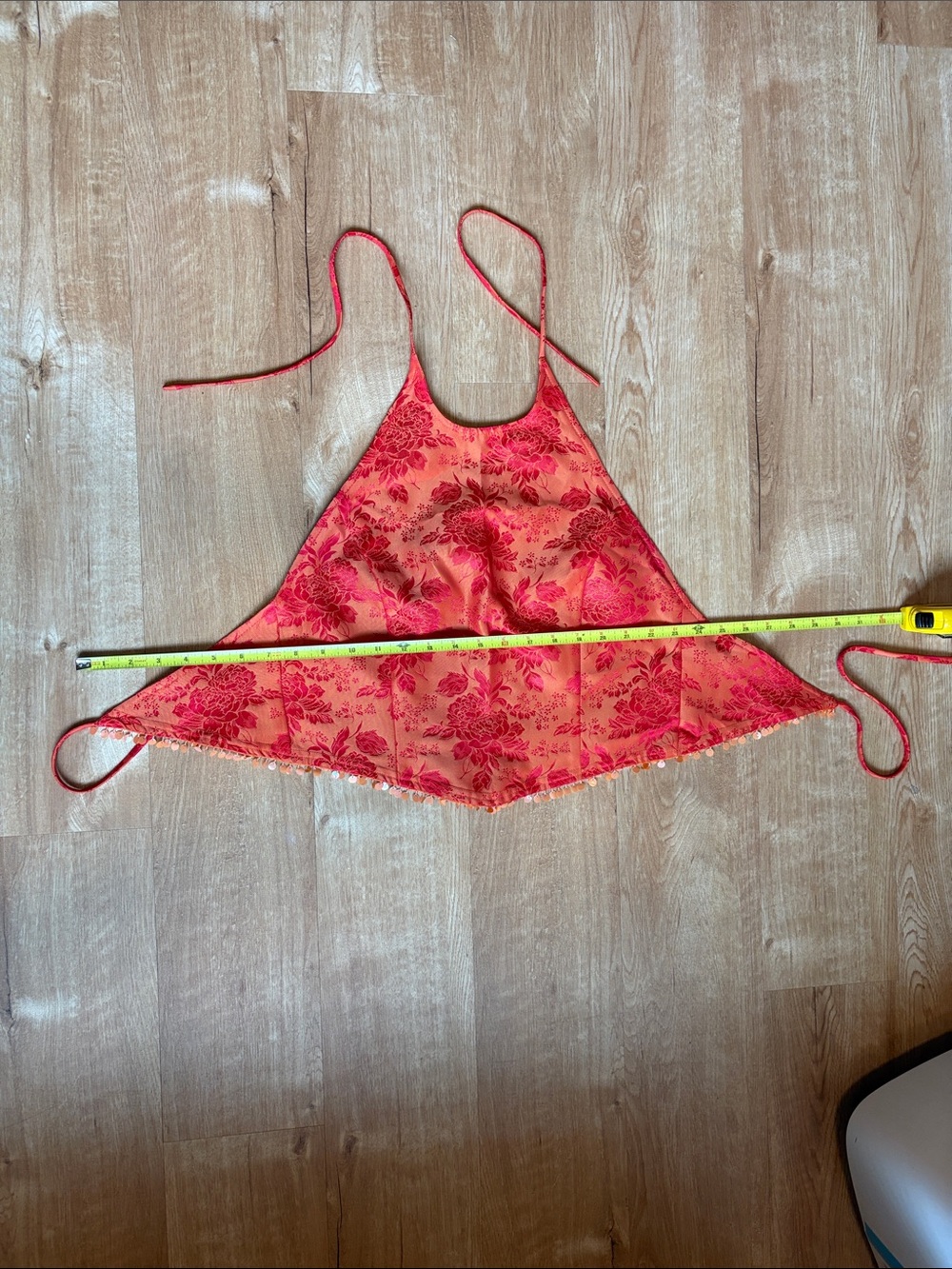 Jessica McClintock Red Floral Satin Halter